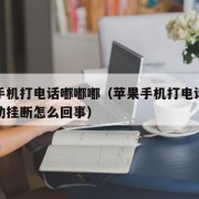 苹果手机打电话嘟嘟嘟（苹果手机打电话嘟嘟嘟自动挂断怎么回事）